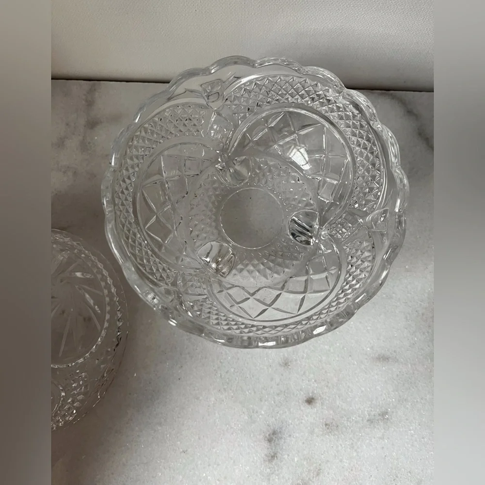 Vintage Clear Crystal Candy Dish or Nut Bowl with Lid
